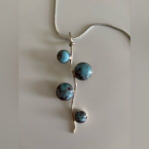 Sterling silver and natural stone pendant with sterling silver snake chain